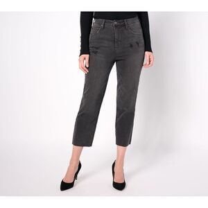 Studio Park Women's Pants Sz 12 x Amy Stran Distressed Hem Jean Black A620527